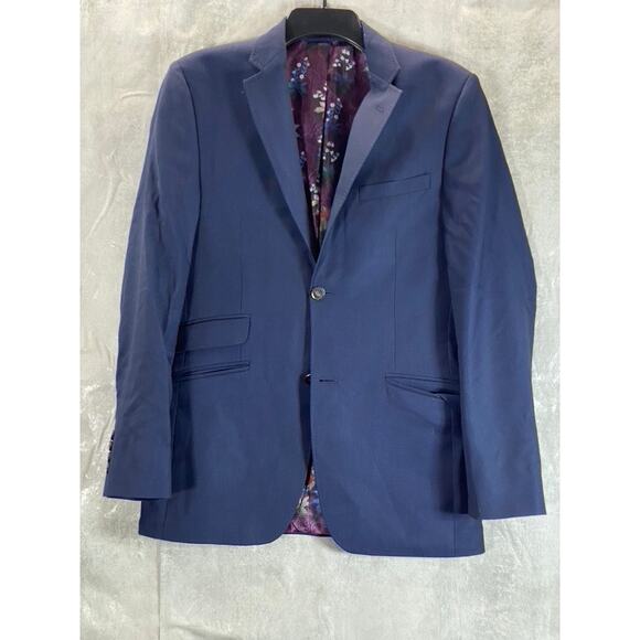 TED BAKER LONDON Men's Navy Regular-Fit Two-Button Wool Suit Jacket SZ 36R - Picture 1 of 11